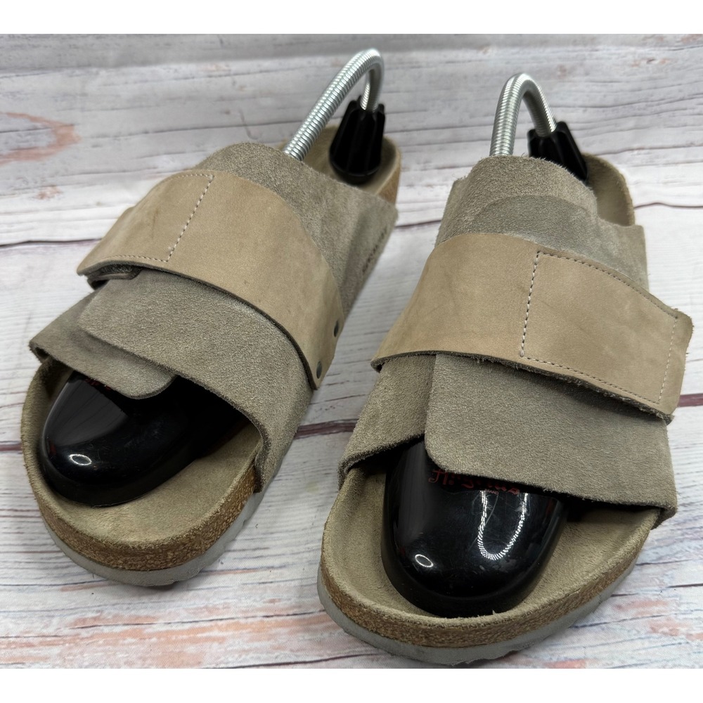 Birkenstock Kyoto Suede Nubuck Taupe Sandals Mens 43 L12 Slide 1019205